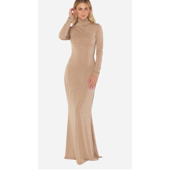 Show Me Your MuMu Dresses & Skirts - NWT‎ Show Me Your Mumu All Out Maxi Dress Taupe Size XL Stretch Rhinestone